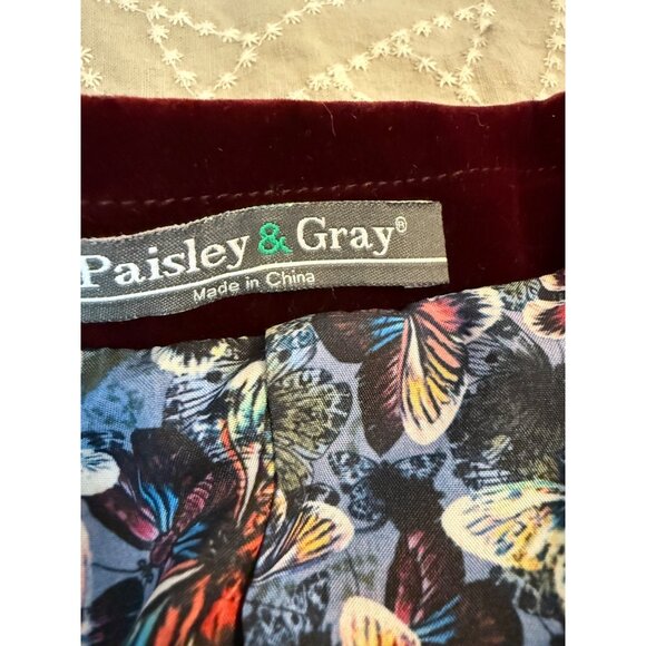Paisley & Gray Burgundy Velvet Blazer Slim Fit 36R Retro Punk Goth Read - Picture 12 of 15